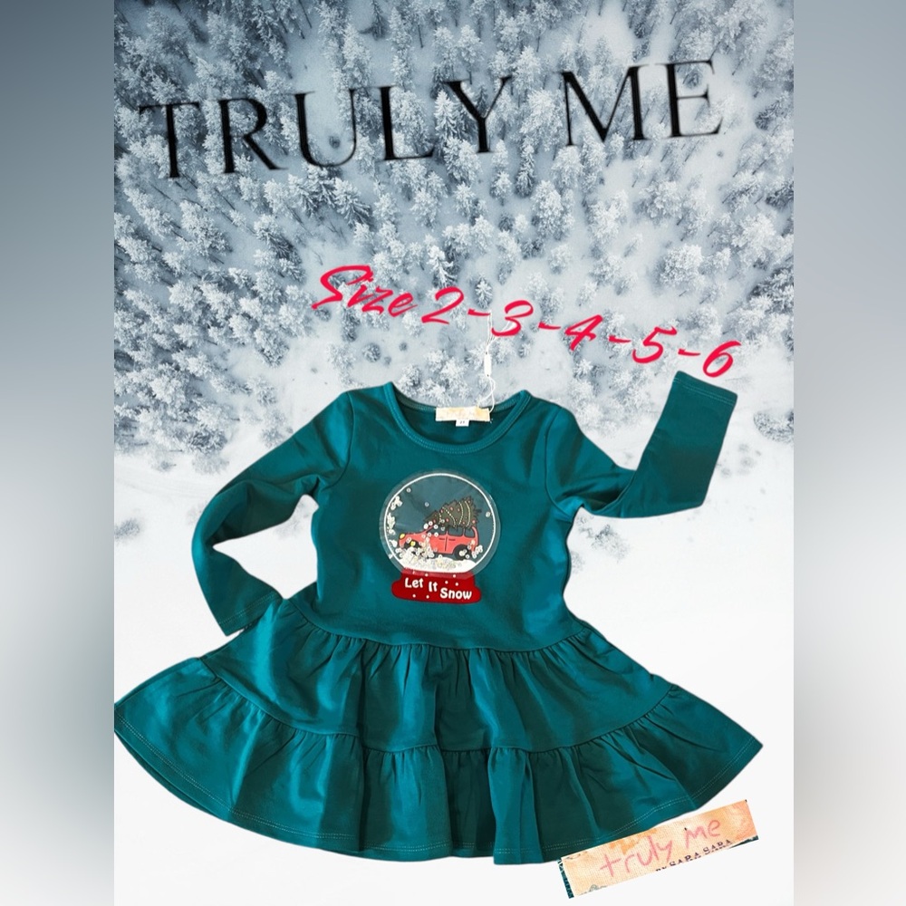 Very cute snow globe dress with moving glitter in globe , Christmas